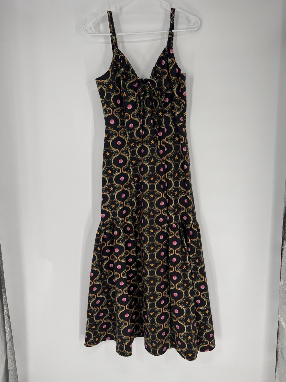 Hill House The Lillie Black Nautical Beachy Black Sweetheart Fitted Midi Dress M